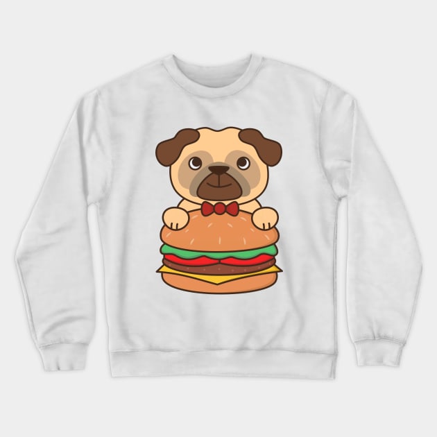 Cute and Kawaii Adorable Pug With Burger Crewneck Sweatshirt by happinessinatee